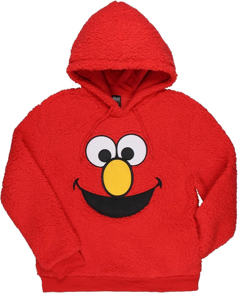 Bio World Sesame Street Women's Elmo Embroidered Patch Big Face Plush Fleece Long Sleeve Adult Costume Pullover Hoodie - Image 2